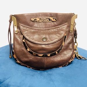 Dolce & Gabbana Brown Leather & Cheetah Handbag
